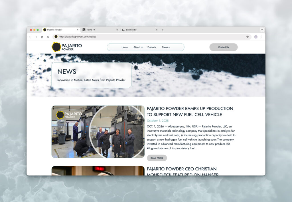 News page Pajarito Powder Website Redesign by Noventum