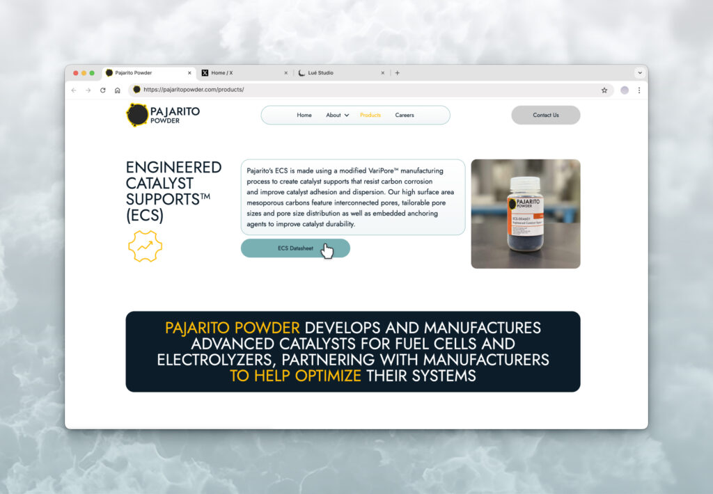 Products page Pajarito Powder Website Redesign by Noventum