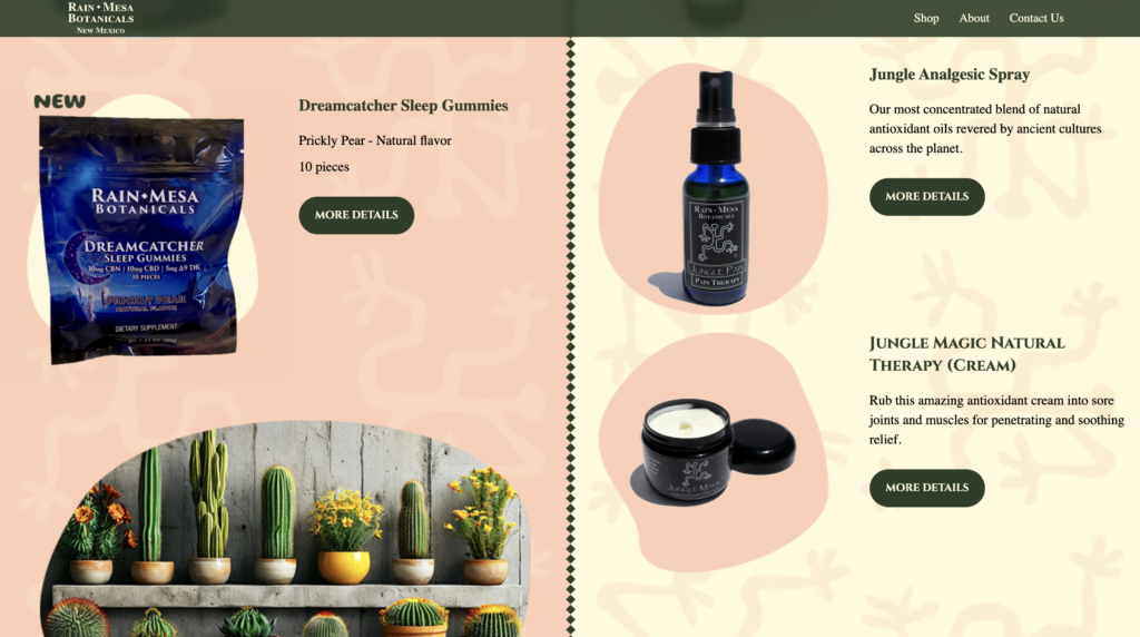Rain Mesa Botanicals Ecommerce