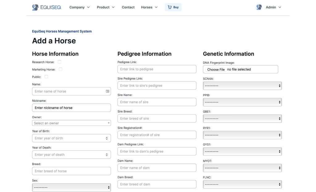 EquiSeq Creation Page