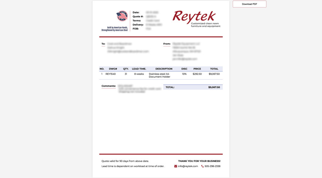 Reytek Invoice