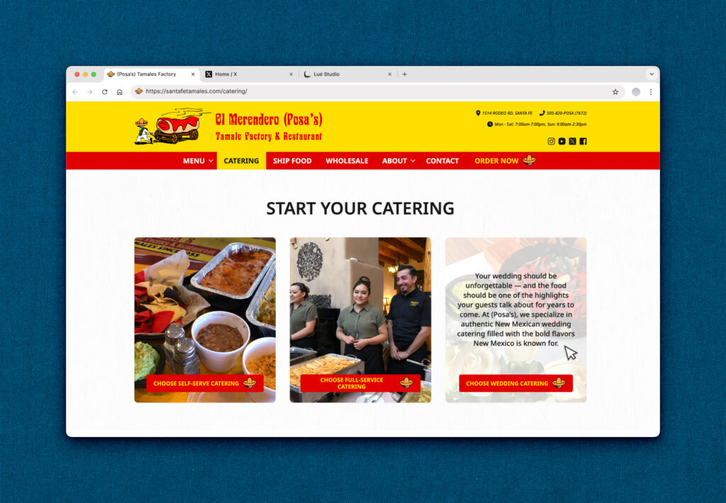 Catering Posa's Tamale Factory Website Redesign by Noventum