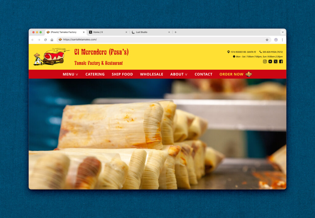 Homepage Posa's Tamale Factory Website Redesign by Noventum